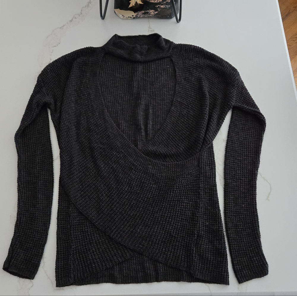 Gray Express Faux Wrap Sweater